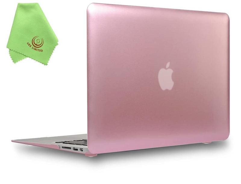 UESWILL Luxury Gold Metallic Coated Matte Hard Shell Case Cover Compatible with 2010-2017 Release MacBook Air 13 inch (Model A1466 / A1369)+ Microfibre Cleaning Cloth, Rose Gold - Image 1